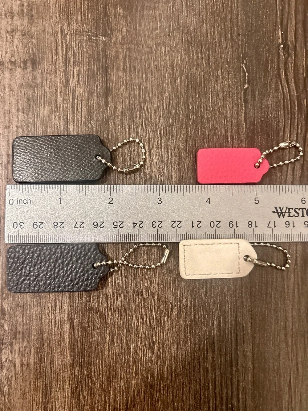4 Coach Leather Hang Tags with Ball and Chains